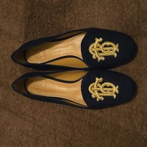 Tory Burch Black and Gold Loafers